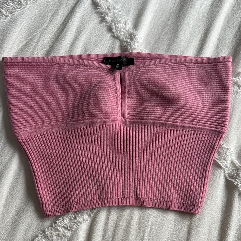 Dynamite Ribbed Pink Strapless Top